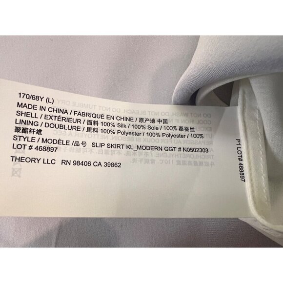 New Theory Size L Slip Skirt in Silk Georgette Light Purple *Stain* - Picture 11 of 11